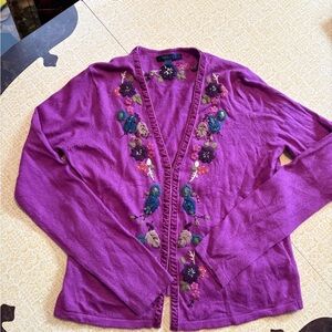 Vintage Embroidered Purple Women's Sweater